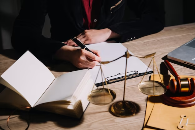 Judge at work on a table